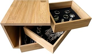 Bamboo Organizer Box, 7.08x 7.08x 6.69 inches Natural Bamboo Craft Box Organizer Box Reusable art and DIY boxes, storage boxes and home storage souvenir boxes for craft gifts
