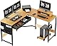 YeTom l字デスク 机 125cm x 125cm パソコンデスク つくえ ゲーミングデスク サイド収納袋付き pcデスク ワークデスク コーナーデスク オフィスデスク テレワーク デスク 勉強机 在宅勤務 学習机 ナチュラル