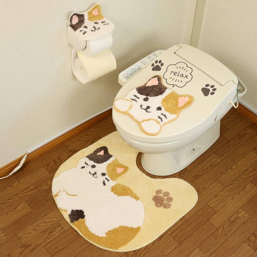 Amazon｜トイレマット セット 4点 ねこ ウォシュレット 猫
