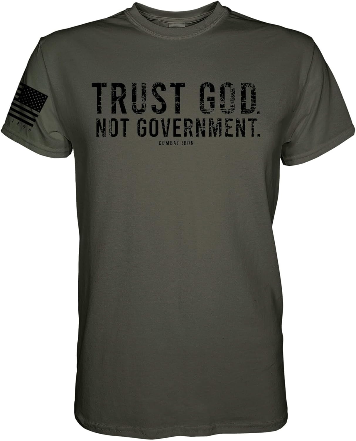 Combat Iron Trust God Not Government Men's Graphic Short Sleeve T-Shirt - Athletic Fit Tees Men