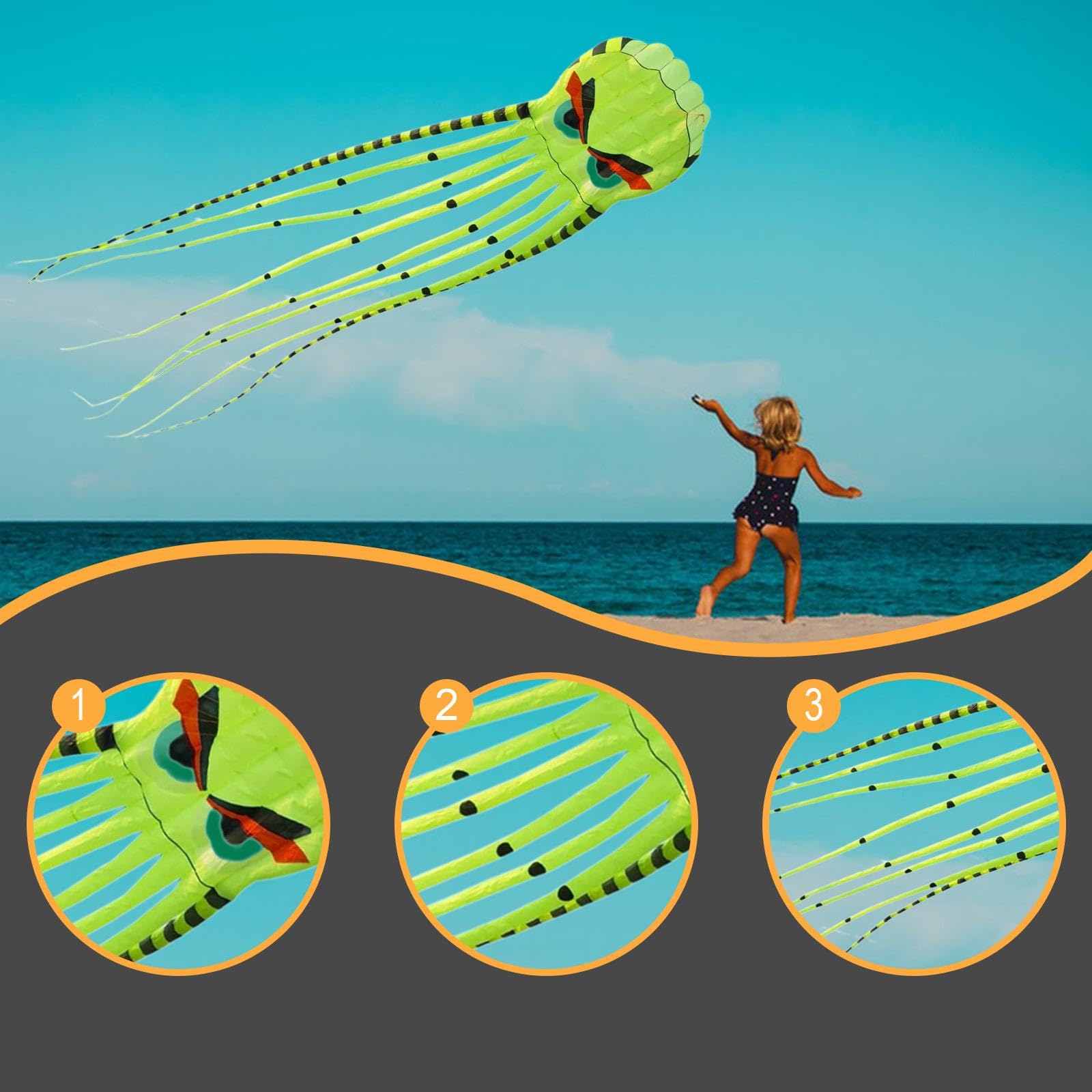 Kite Ideale per Adulti, Volantino di Grandi Dimensioni Adatto alle Avventure di Spiaggia, Verde