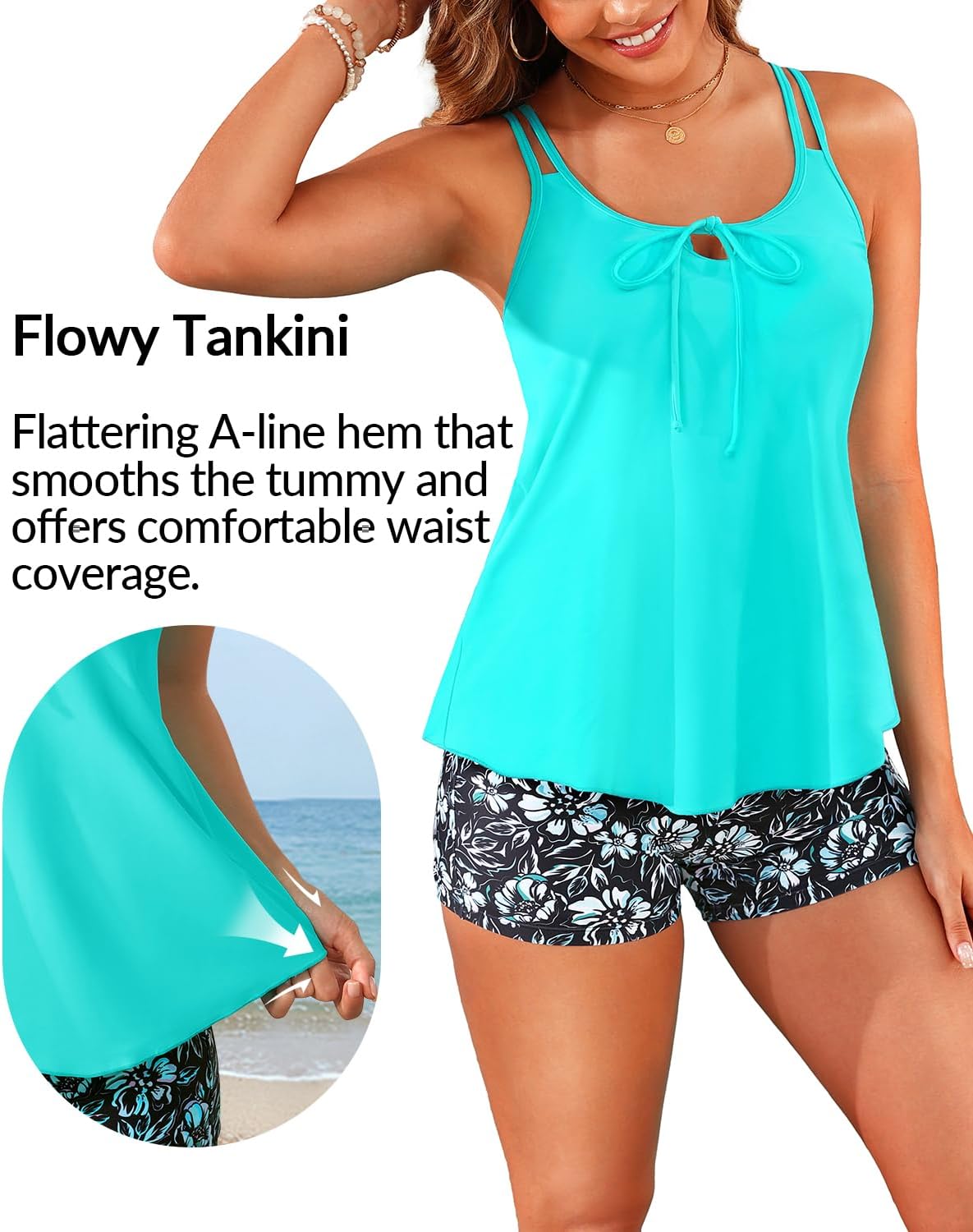 Daci Women’s Tankini Swimsuits - 2 Piece Tummy Control Bathing Suit Modest Flowy Swimwear with Boy Shorts 2026 - Image 5