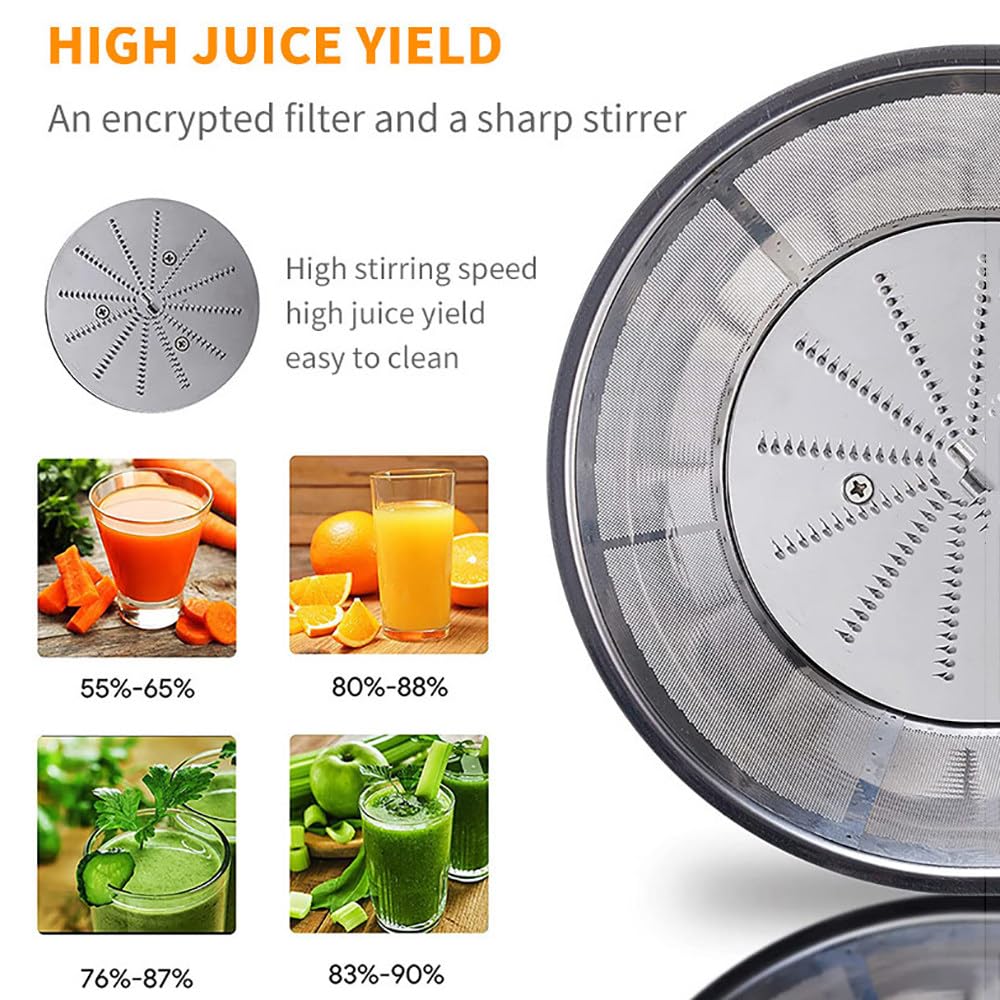 Estrattore Di Succo Lento Completamente Automatico,Estrattore Di Succo Con Tramoggia Di Alimentazione Da 3,15",Con 2 Modalità,Clip Di Sicurezza,Facile Da Pulire,Estrattore Di Succo Da 800W