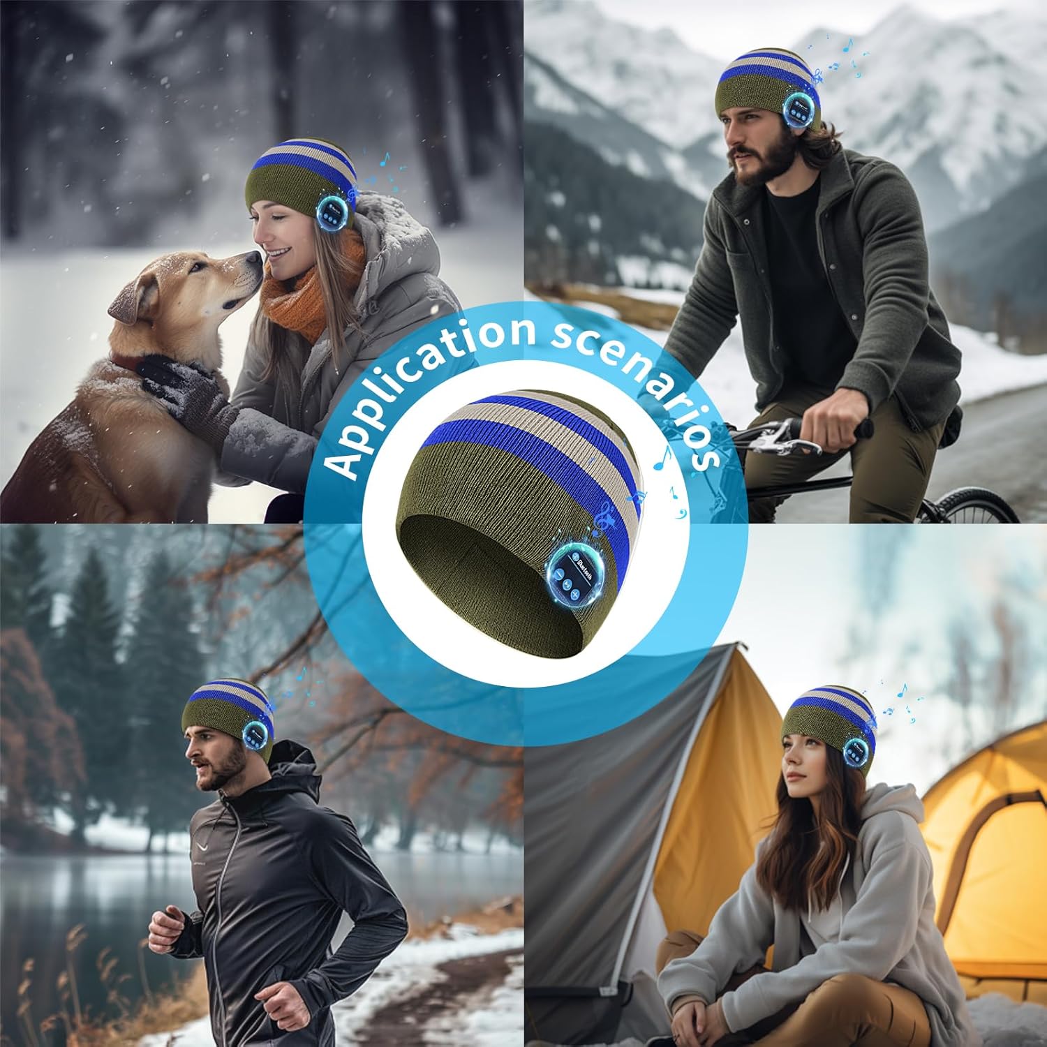 Bluetooth Beanie, Bluetooth Hat for Men Women, Hat with Bluetooth Speakers Built in, Made for Winter Night Activities - Image 5