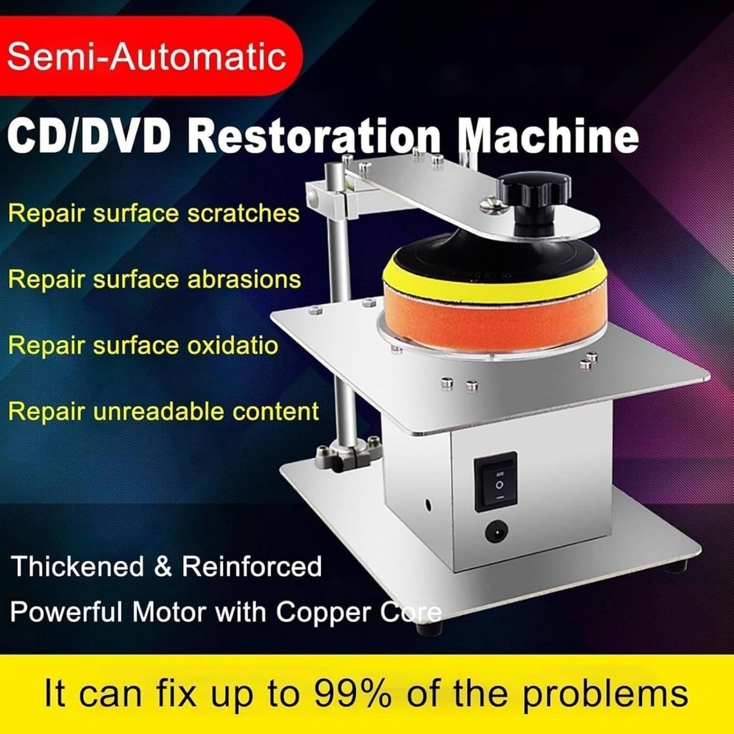CD DVD Reparaturmaschine Polierwerkzeug, halbautomatisch mit 99% Reparaturerfolgsrate, stellt Kratzer und Oxidation wieder her, einfach zu bedienen für den privaten und gewerblichen Gebrauch