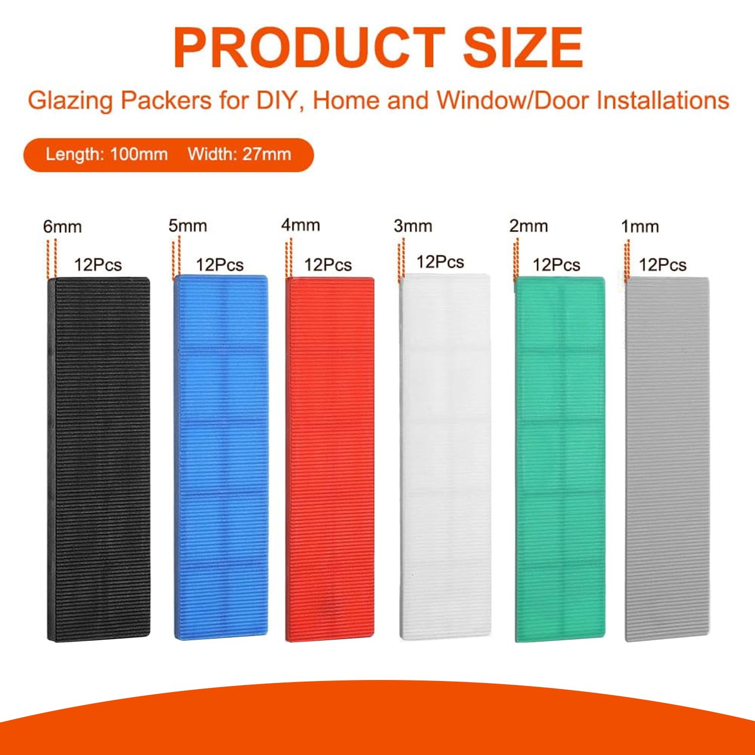 Plastic Glazing Packers, 28mm x 100mm Colourful Spacers Window Packers - Image 2