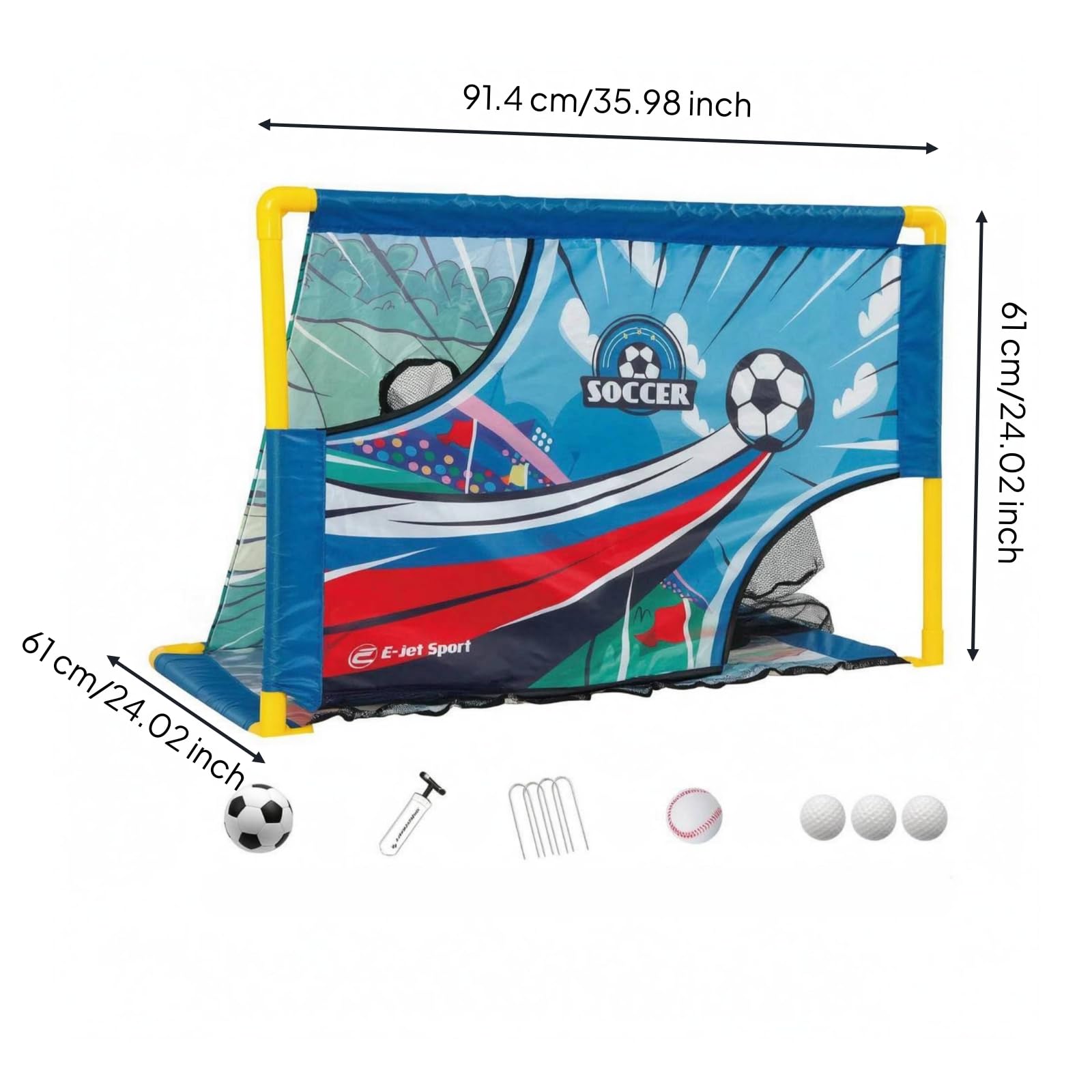 Sharplace Entrenador Deportivo Infantil Diana de Fútbol Red de Entrenamiento Portería Objetivo para Lanzar y Chutar Balón Bomba Estacas PVC Adecuado para