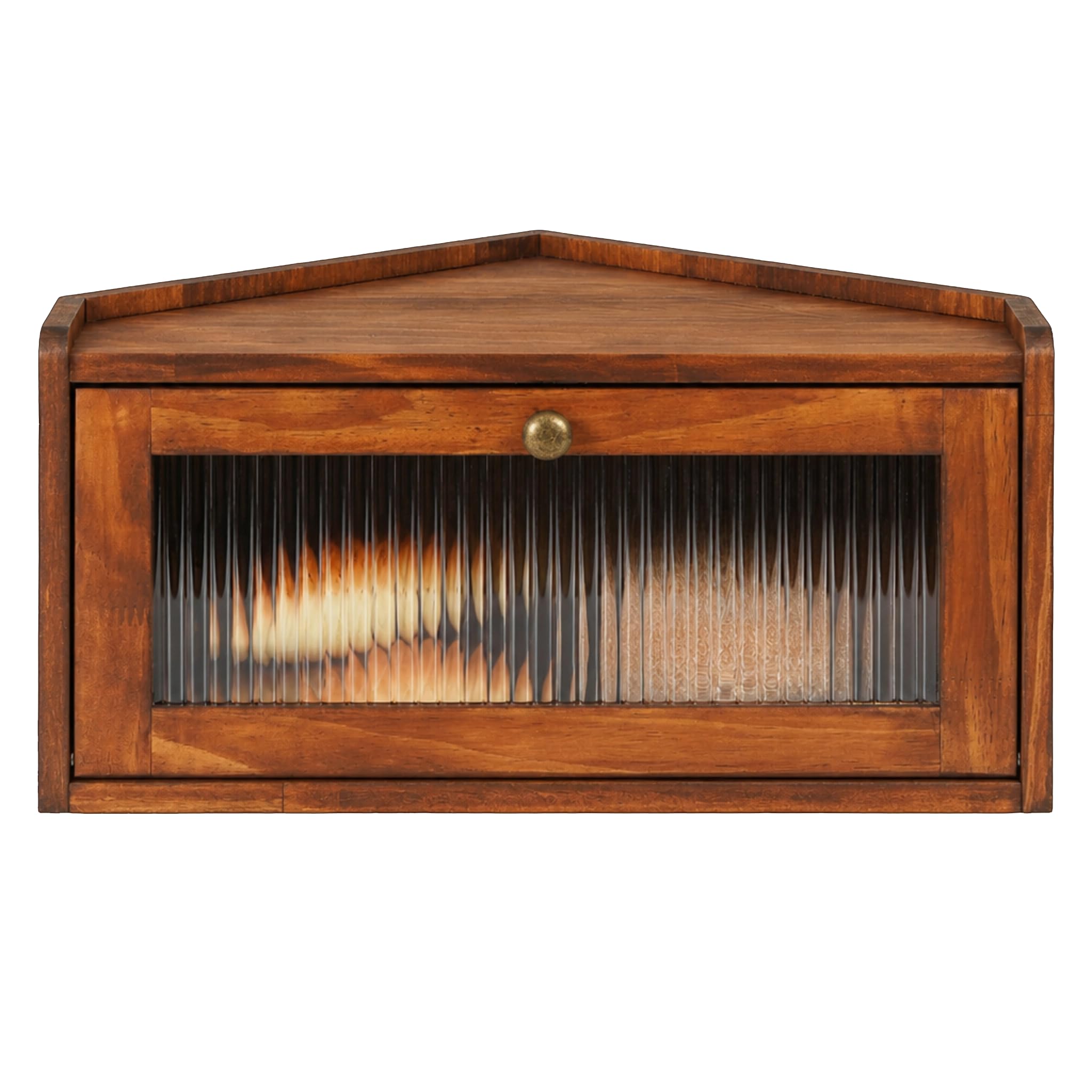 Sunhoo Caja de pan para encimera de cocina, caja de pan de esquina de madera, contenedor de almacenamiento de alimentos, contenedor de almacenamiento de alimentos, rústico, casero, pan, fresco