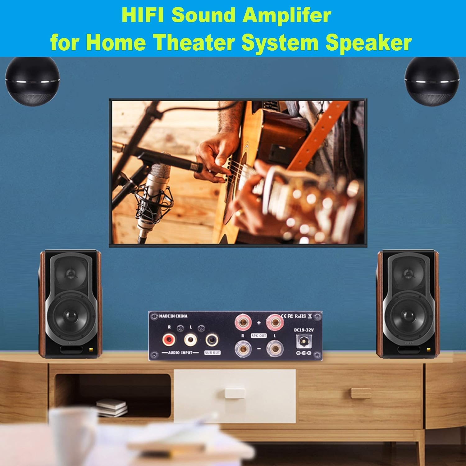 TDA7498E 2 Channel Home Stereo Audio Amplifier, ANSTEN 2.0CH Bluetooth 5.0 Mini Hi-Fi Class D Integrated Amp Receiver for Home Desktop Speakers 160W x 2 with Bass Treble and USB Port