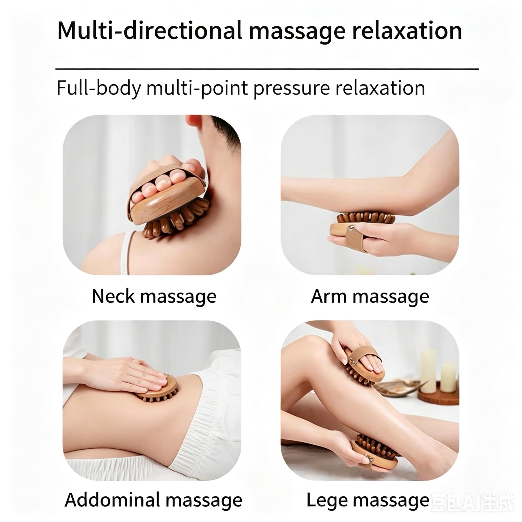 Strumento di massaggio per terapia del legno per il grasso della pancia, spazzola per il corpo in legno per la rimozione della cellulite, massaggiatore per drenaggio linfatico della cellulite