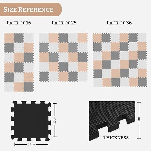 Miniatura 5 de Alfombrillas de juego para bebés para el suelo, no tóxicas, rompecabezas de espuma, rompecabezas entrelazados, 16 piezas de azulejos de espuma