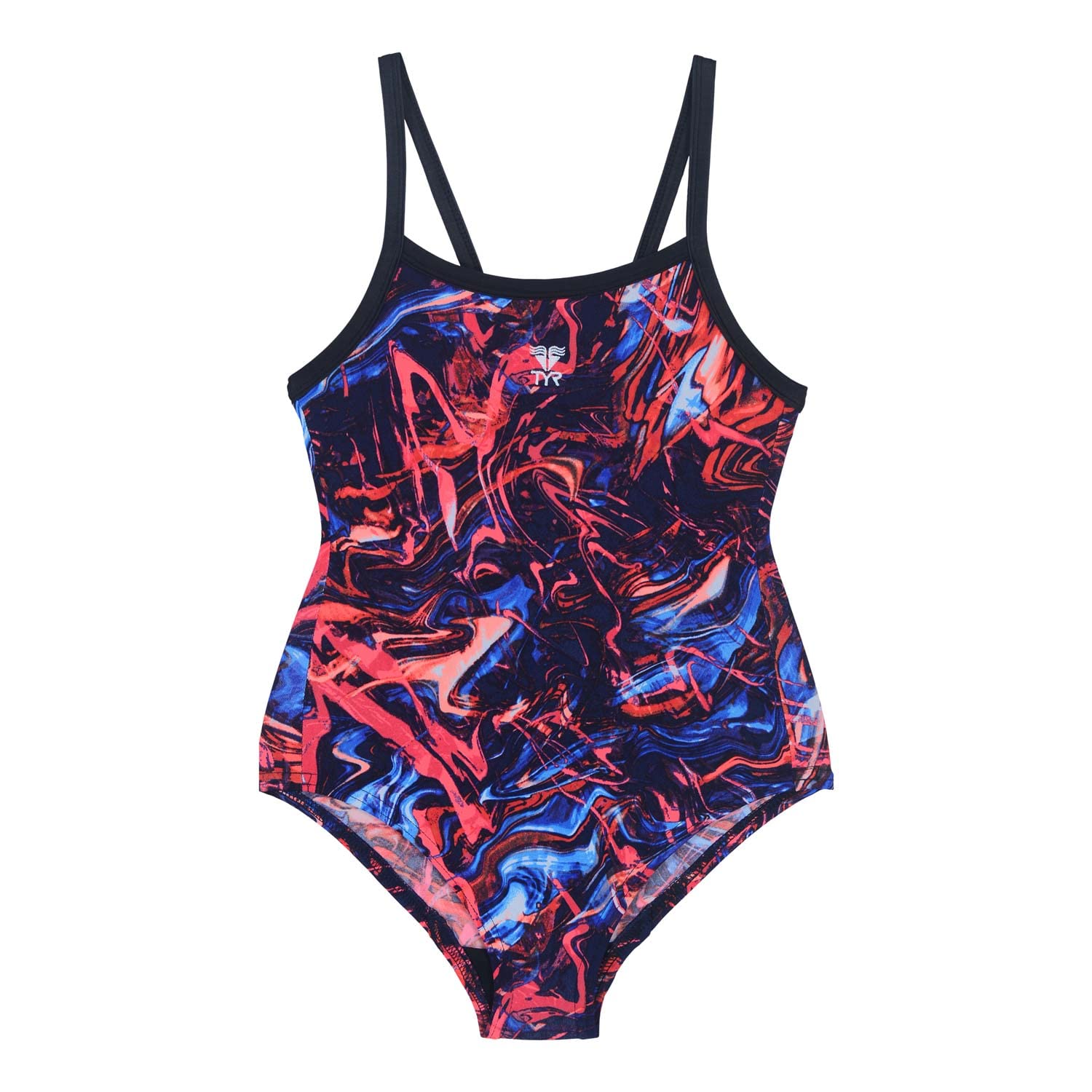 TYR Girl's V-Cut Swimsuit (TRGVC130-34_Multi-Black-image-1