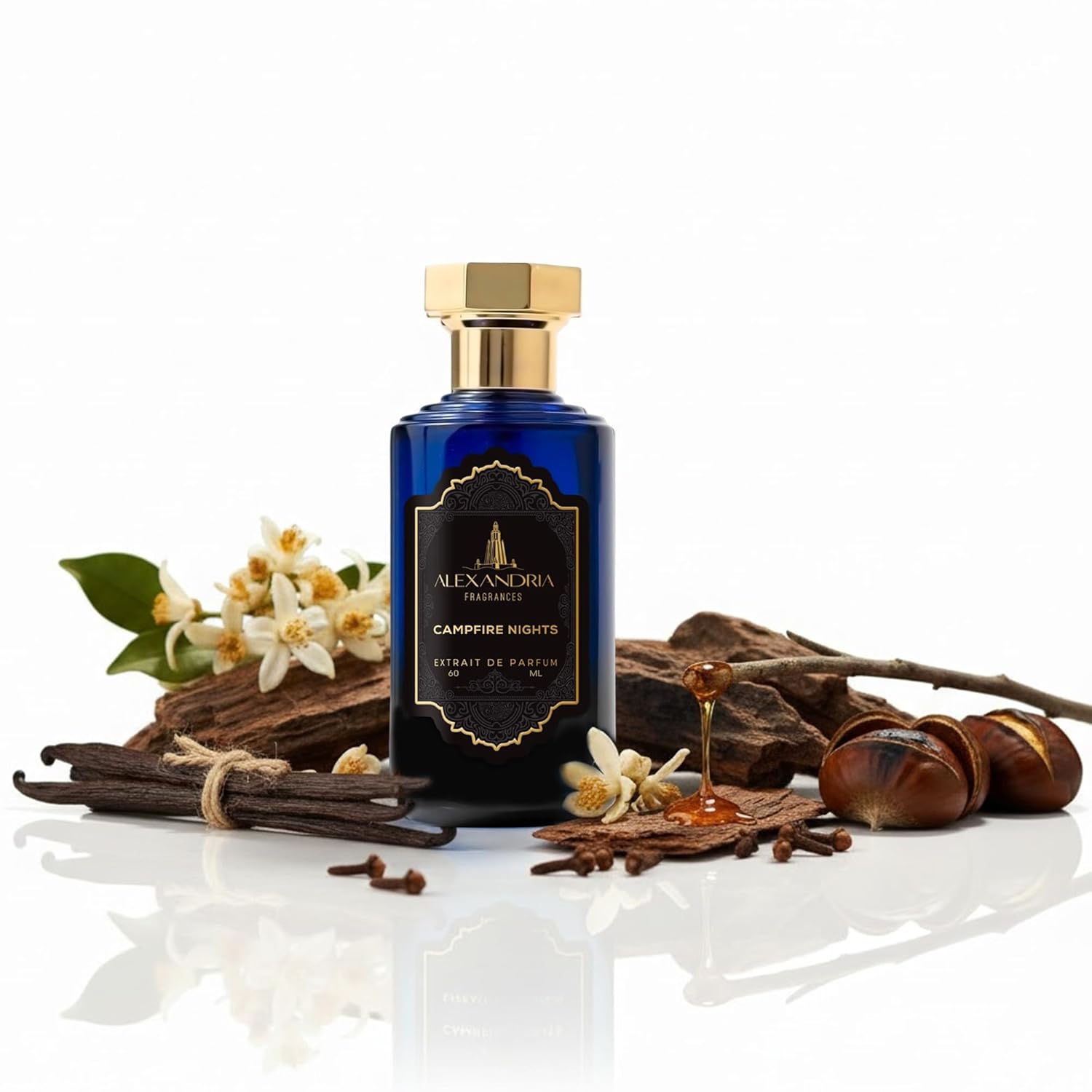Alexandria Fragrances Campfire Nights Perfume – Premium Men’s Eau de Parfum with Vanilla & Cloves Notes – Luxury Fragrance with Chestnut & Orange Blossom – Man's Cologne for Every Occasions – 60ml