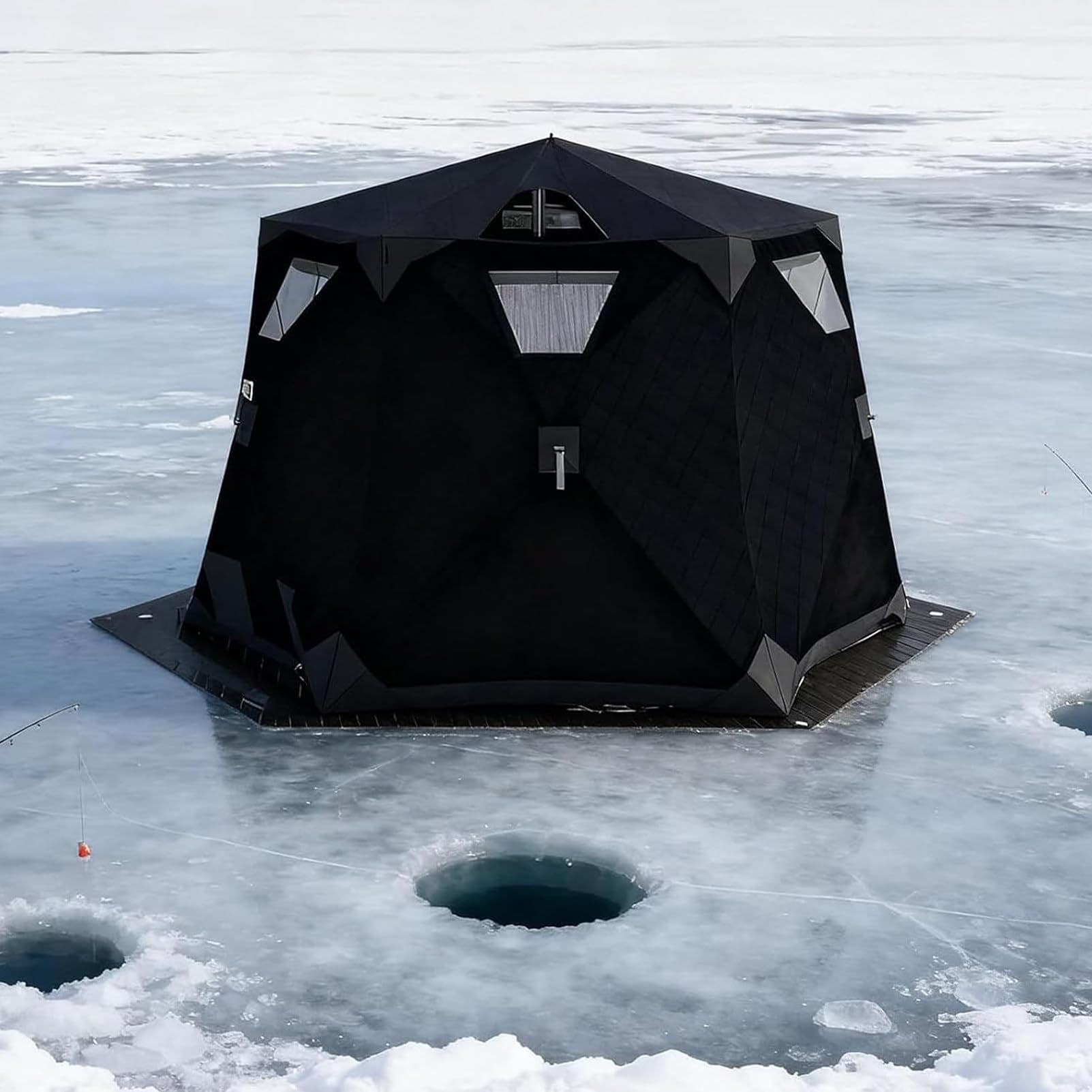 Tenda Da Pesca Sul Ghiaccio 3,3 X 3,3 X 1.8 M Rifugio Portatile 3.3mBlack