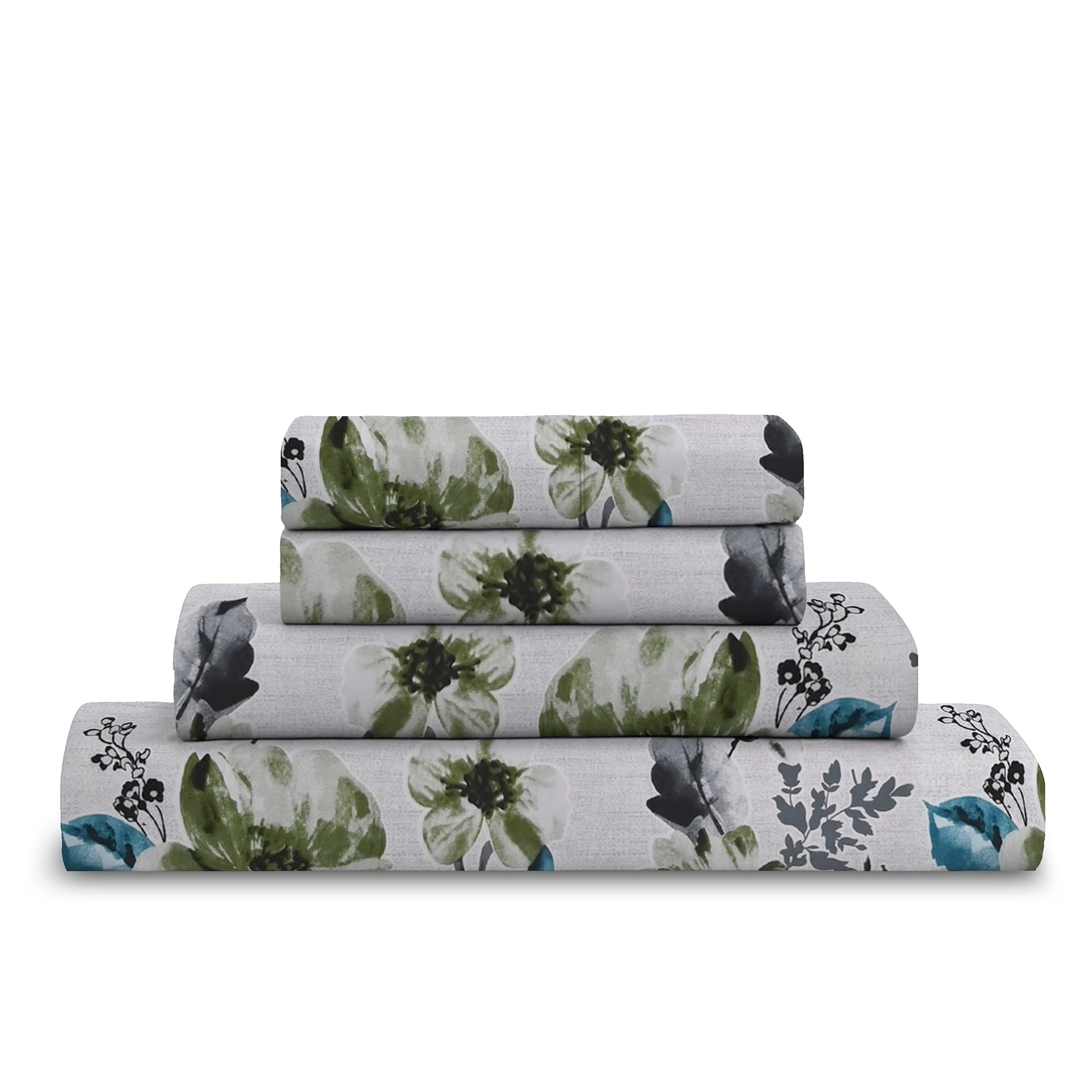 RAYBedding 4PC Floral Printed Bed Sheet Set King Size – Soft Luxury Printed King Bed Sheets with Fitted Sheet, Flat Sheet & 2 Pillowcases – Deep Pocket Bedding Set — image 1