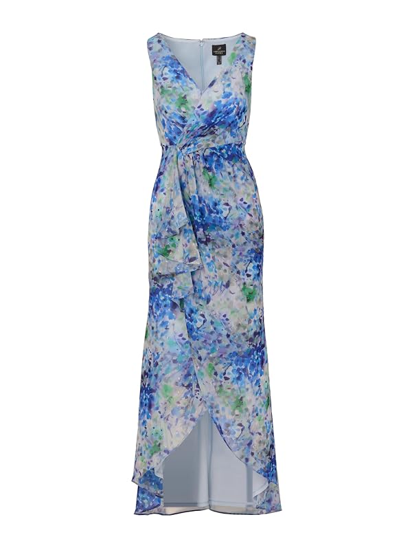 Adrianna Papell Women's Long Printed Gown, Blue Multi, 8 by Adrianna Papell - Used condition - Image 5