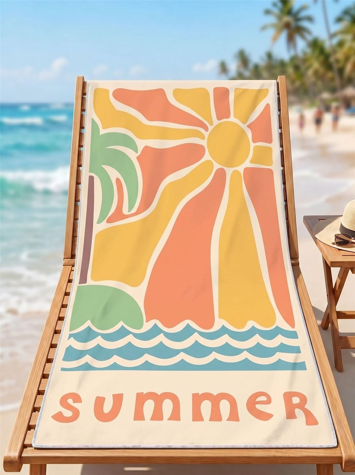 Bardzo duży plecak ręcznik plażowy, szybkoschnąca mikrofibra składana mata bez piasku, wolne ręce niezbędnik podróże camping wakacje nad morzem(Sea Flower)