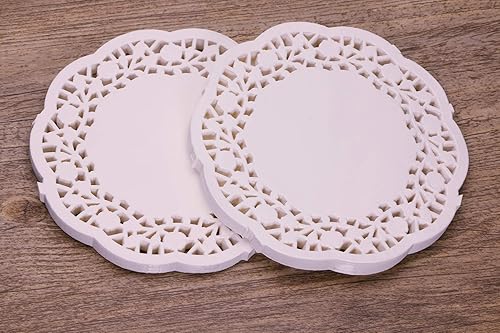 Miniatura 3 de Tapones redondos de papel de encaje de 4.5 pulgadas, almohadillas decorativas pequeñas para pasteles, manteles individuales desechables de papel de