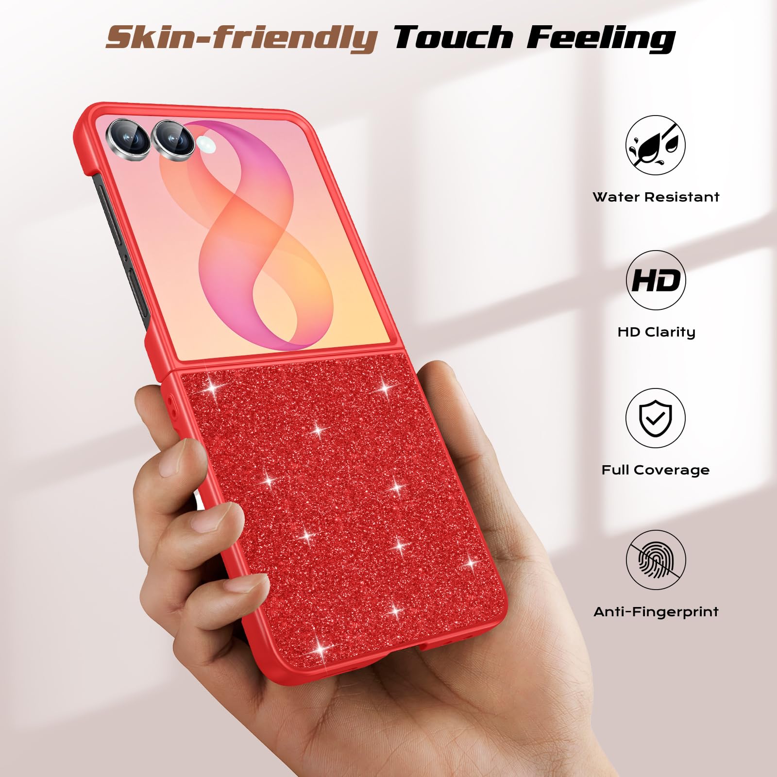 Coque de protection pour Samsung Galaxy Z Flip 8 à paillettes (rouge)