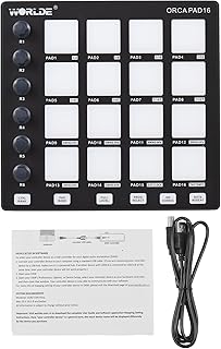 MIDI Controller Pad, 48 Backlit Drum Pads, 18 Assignable Knobs, USB Powered, for Music Production