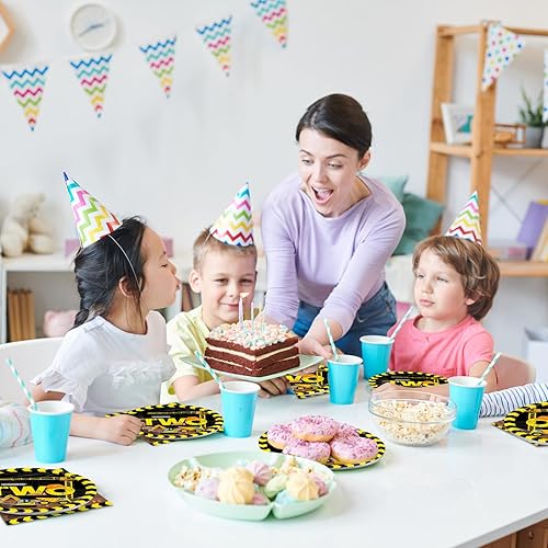 Miniatura 6 de Juego de 100 platos y servilletas de construcción para fiestas de cumpleaños, suministros de decoración de fiesta de cumpleaños, vajilla temática de