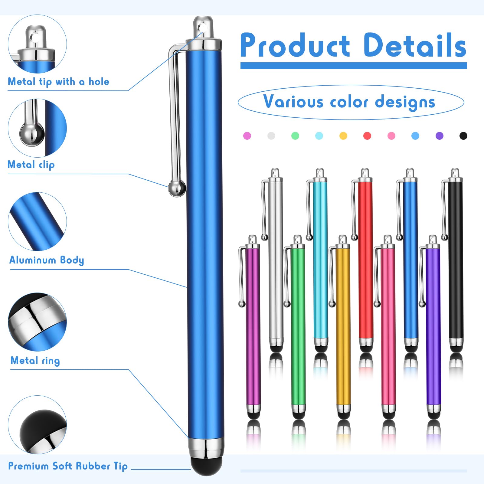 Xuhal Confezione da 400 penne stilo per touch screen, pennino capacitivo, compatibile con Android/telefono/tablet/Android/e tutti i dispositivi, 10 colori