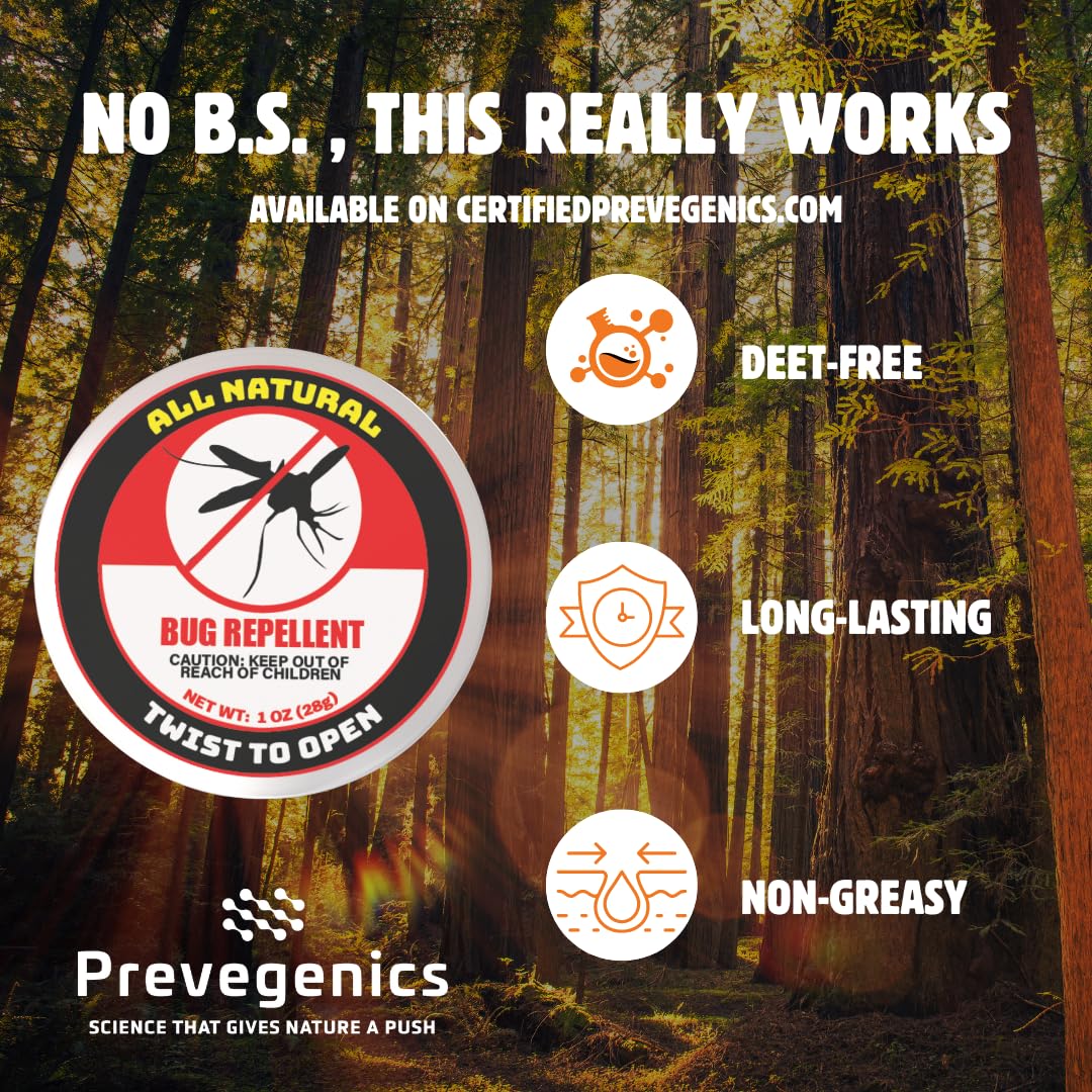 Prevegenics All Natural Bug Repellent Paste (1 oz.) | Repels Mosquitos, Flies, Ticks, & Fleas | DEET Free & Contains Citronella | for All Skin Types