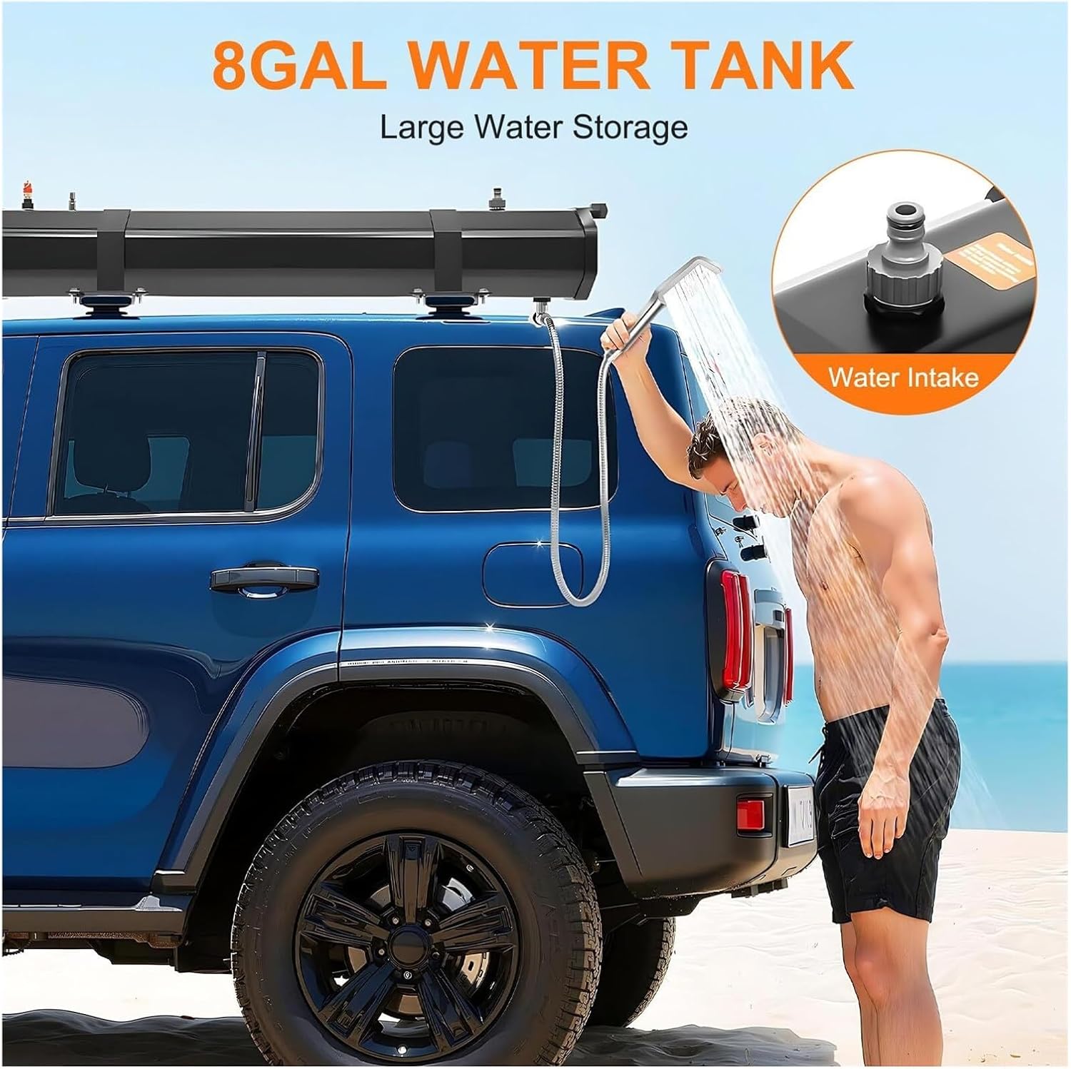 Portable 30L Road Shower – Solar Heated for Truck & RV