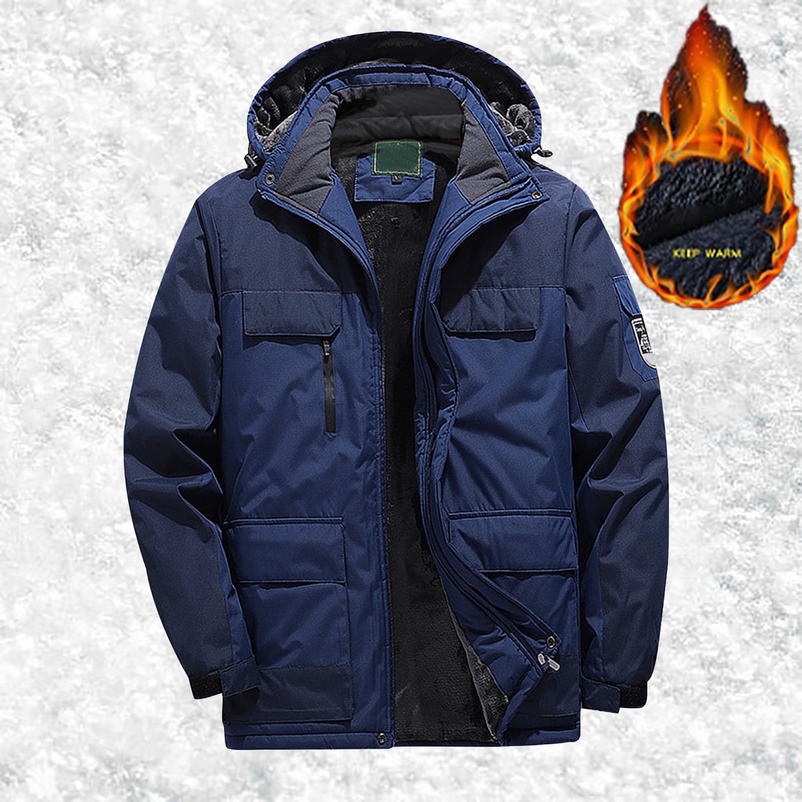 Generico Giacca da Sci Invernale da Uomo Taglie Forti, Giacca Calda in Lana, Tuta da Trekking all'aperto, 5XL 9XL Giacconi Invernali Eleganti