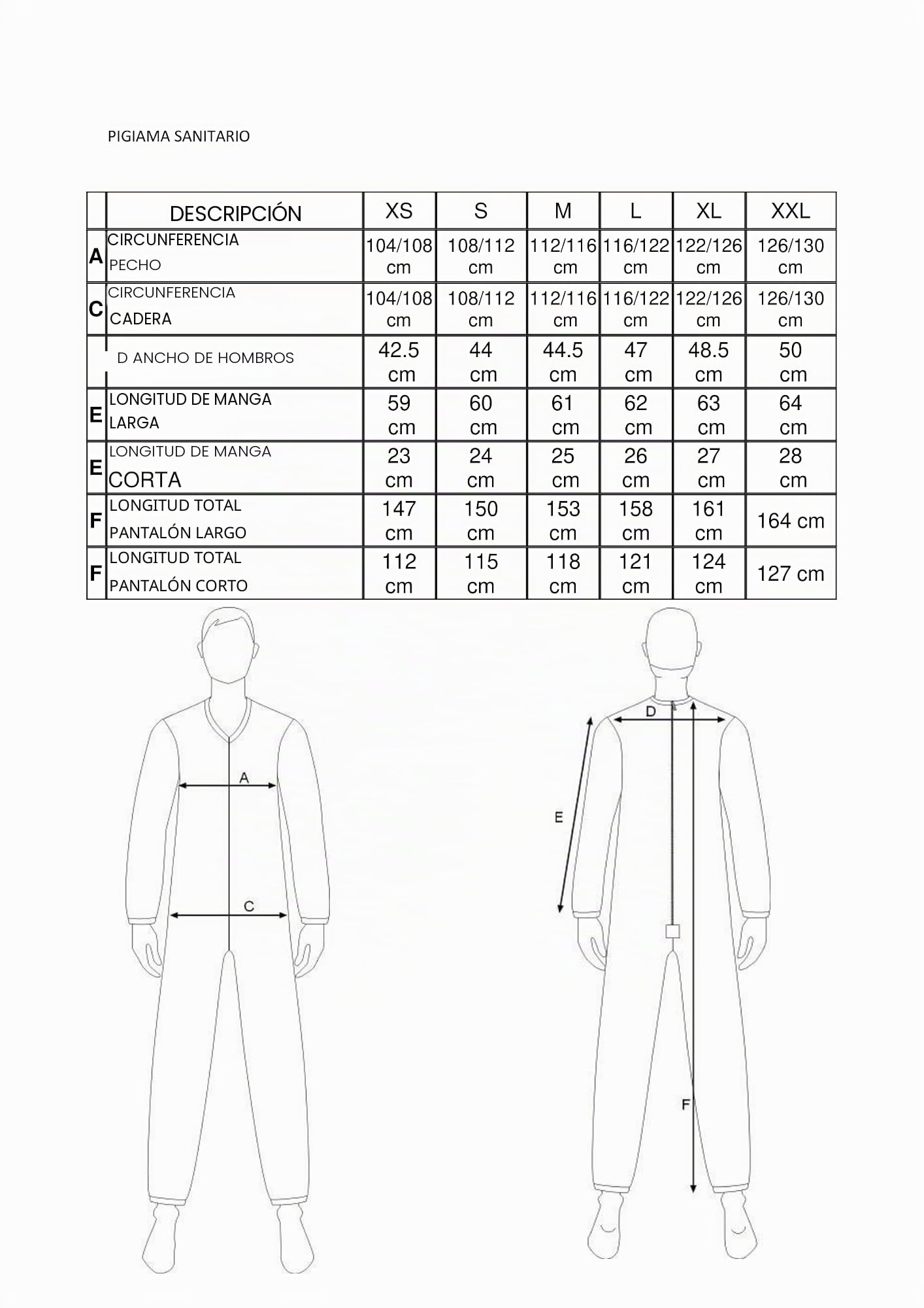 FERRUCCI COMFORT Pijama sanitario sin mangas de verano con pantalón corto – 9008/7 – Apto para personas mayores – Fabricado en Italia