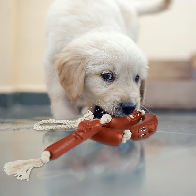 Foto 2 de 8 de Relaxdays Juguete para Perros Medianos y Pequeños, Cachorro, Salchicha, sin Sonido, PVC, 1 Ud., 65 cm