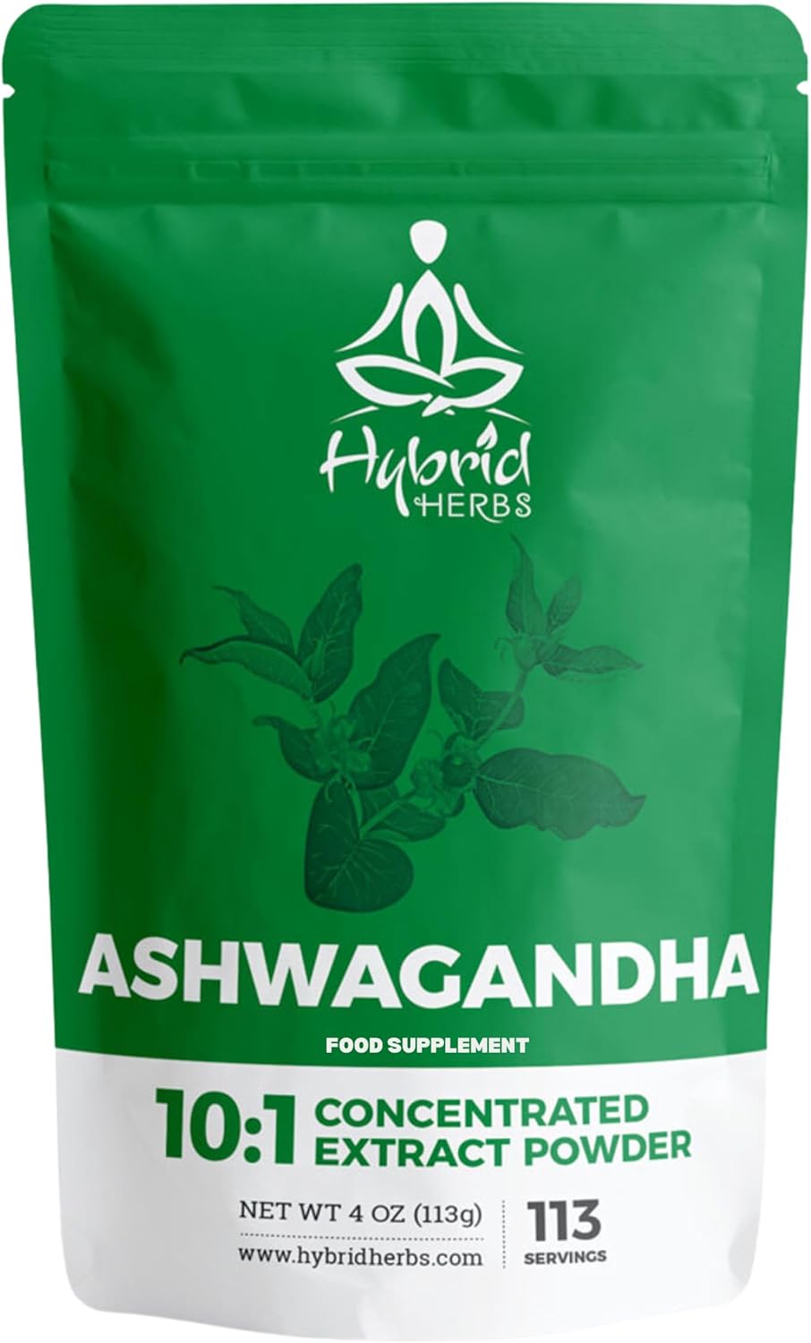 HYBRID HERBS ASHWAGANDHA HIGH Strength Powder (113g) Supplement for