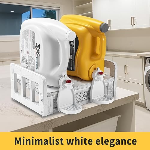 Miniatura 5 de GBtroo Organizador de estante de lavandería  Elegante soporte de madera para detergente líquido  Soporte de madera montado en la pared para