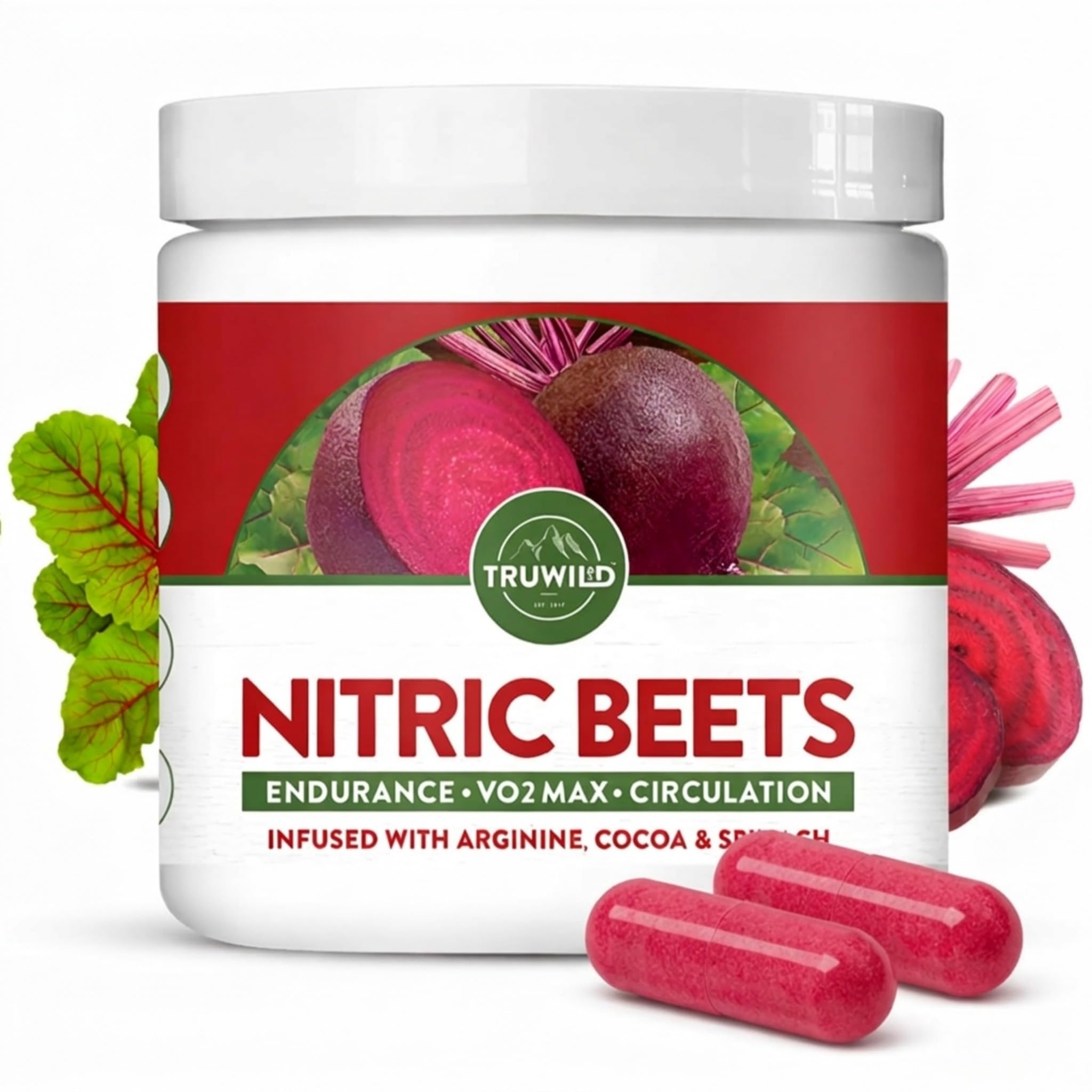 TruWild Suplemento pré-treino de beterraba, extrato de beterraba 1000 mg, 90 cápsulas