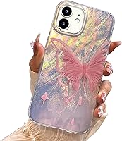 Vista 131 de I-MGAE-IN-AR - Funda compacta para iPhone 16 Pro Max con diseño de mariposa plateada brillante, a la moda, suave, delgada, de poliuretano