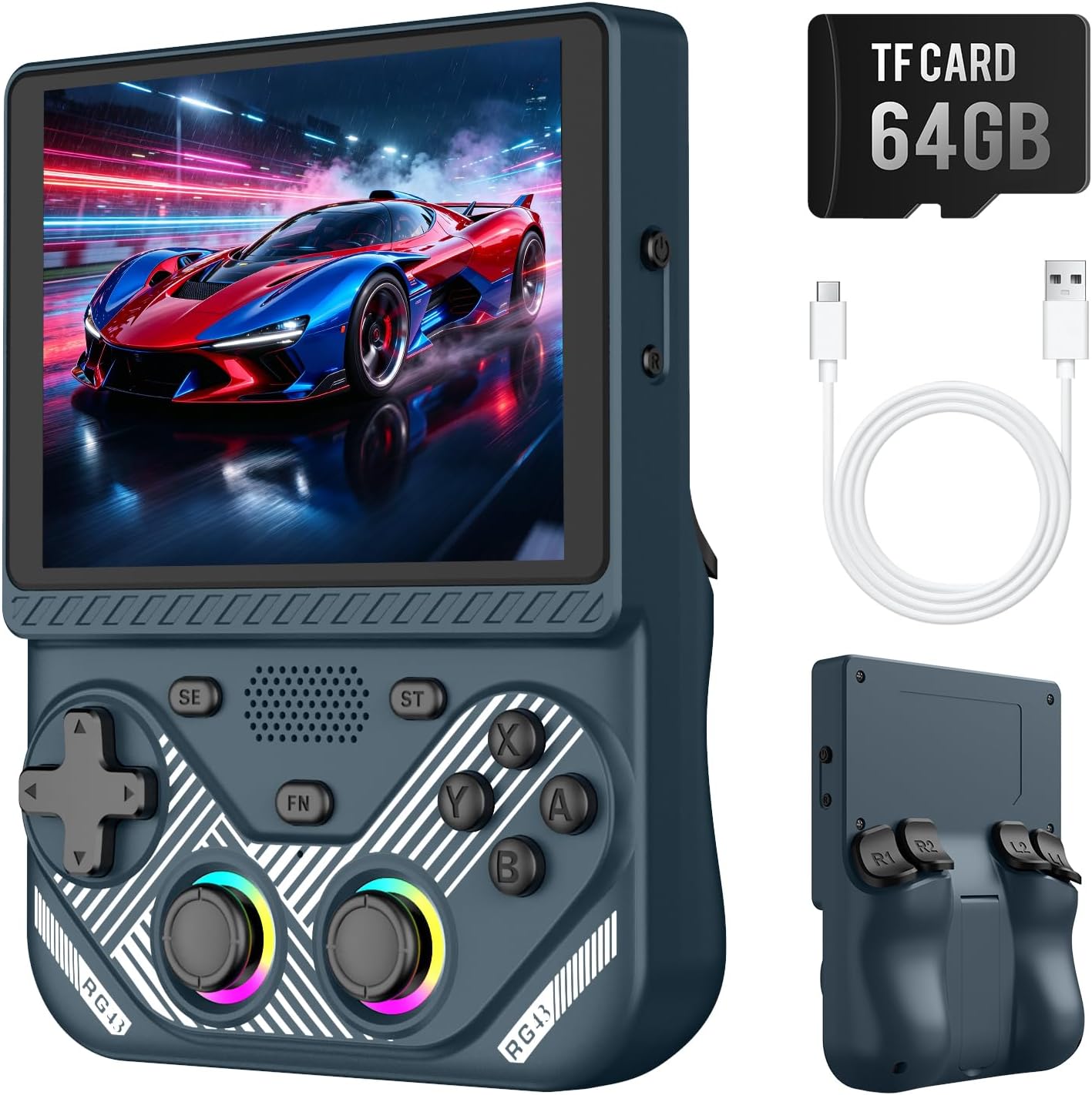 RG43V Pro Retro Handheld Game Console with 4.3 Inch IPS Screen,Portable Dual System with RK3562 Chip,Dual RGBOX & EE System, WiFi Networked Fighting Retro Gaming Console, 4000mAh Battery, Gray