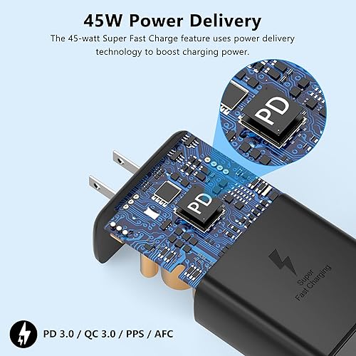Miniatura 5 de ULIJZSRI Carga rápida USB C de 45 W compatible con Samsung Galaxy S25, S25 Ultra, S24, S23, S22, A54, Z FoldFlip 6,5,4, Galaxy Tab S10, S9, S8,