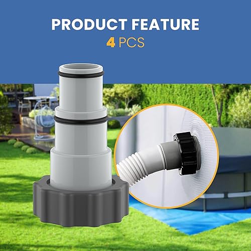 Miniatura 5 de Adaptador de manguera de repuesto A con collar para piscina sobre el suelo, convierte mangueras de 1.5 pulgadas y 1.25 pulgadas para ajuste Intex