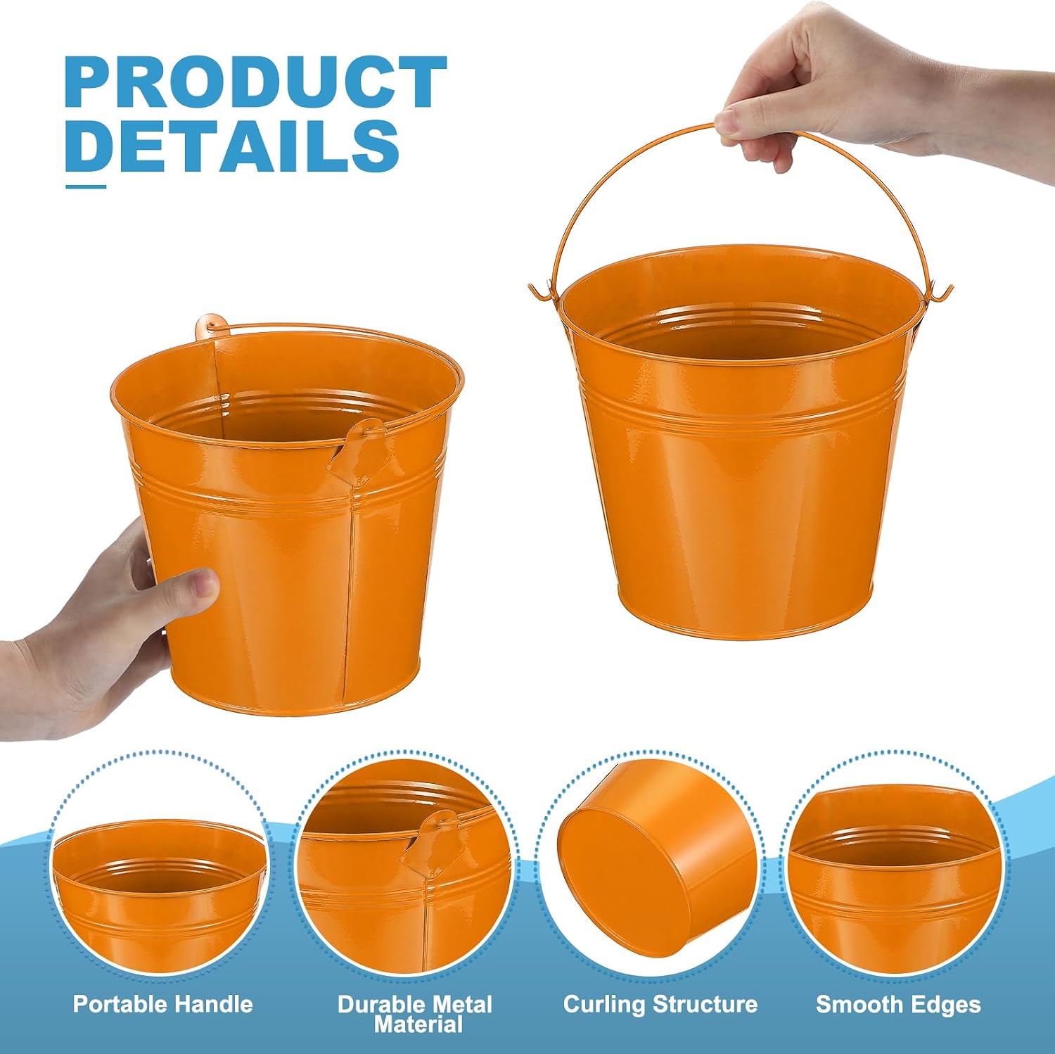 PATIKIL 6"x5" Small Metal Buckets with Handle, 6 Pcs Mini Bucket Easter Buckets, Green/Yellow/Orange/Blue/Red/Purple image 3