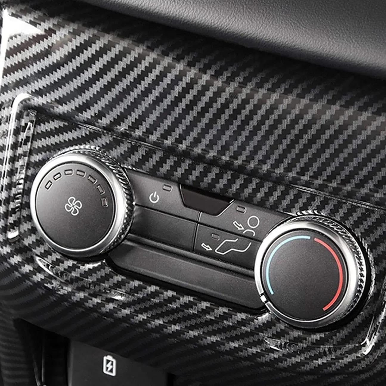 SYLTER Aria Condizionata Auto Bocchette per Ford per Explorer 2020 Bocchetta di Uscita dell'Aria Condizionata Posteriore Pomello Pannello USB Cornice Copertura Finitura Fibra Carbonio