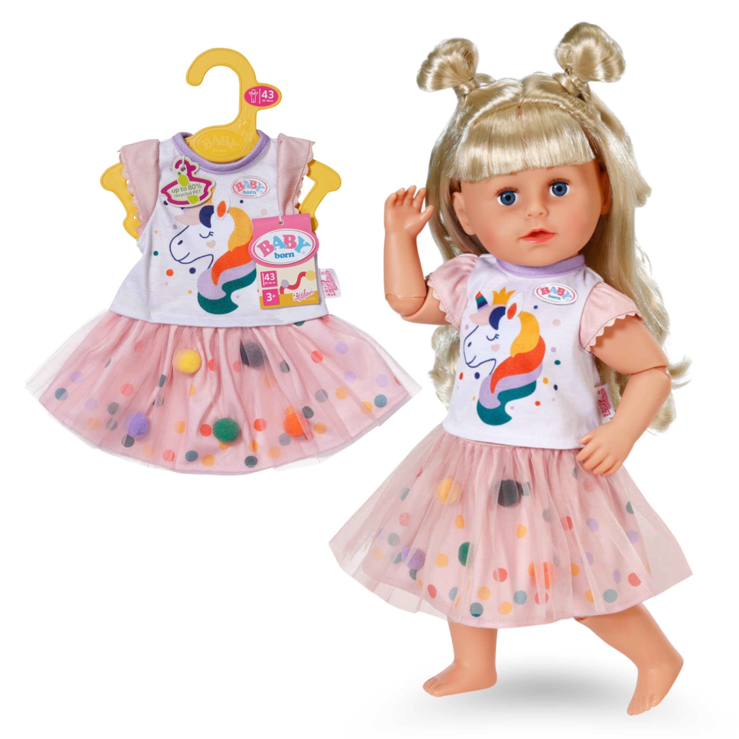 Baby born Tutu Licorne 43 cm avec Jupe en Tulle