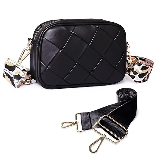 AUYOCO Small Crossbody Bag for Women, Wide Guitar Strap Vegan Leather Crossbody Purse Shoulder Handbag Cell Phone Bags