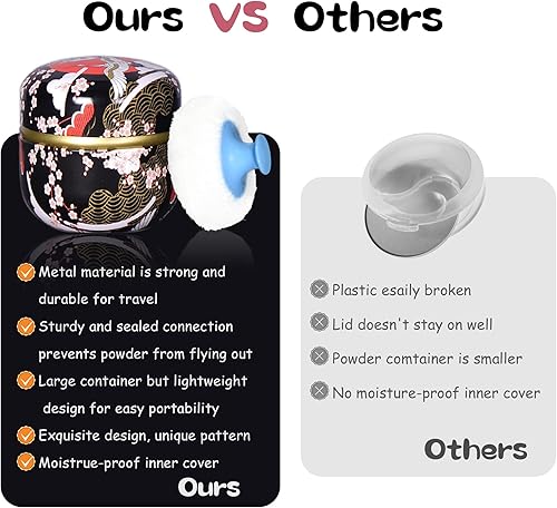 Miniatura 3 de WEMEGA - Estuche para polvo corporal con contenedor de polvo para polvo, caja de té para bebés y mujeres, bolsa de polvo y estuche para polvo para