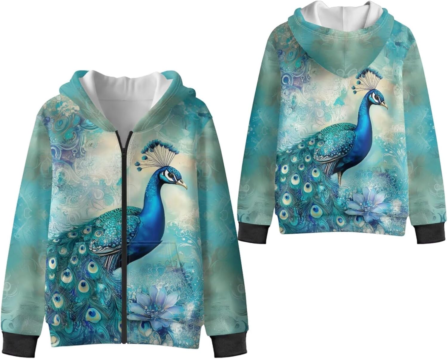 DISNIMO Fleece Hoodie Girls Zip Up Sweatshirt Kids Full Zipper Jacket Long Sleeve Hoodies Athletic Graphic Sweatshirts