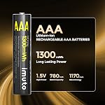imuto Rechargeable AAA Batteries Lithium 8 Pack,1300mWh 1.5V Constant Output Triple a Lithium Batteries 1600 Cycles Long Lasting（No Charger）