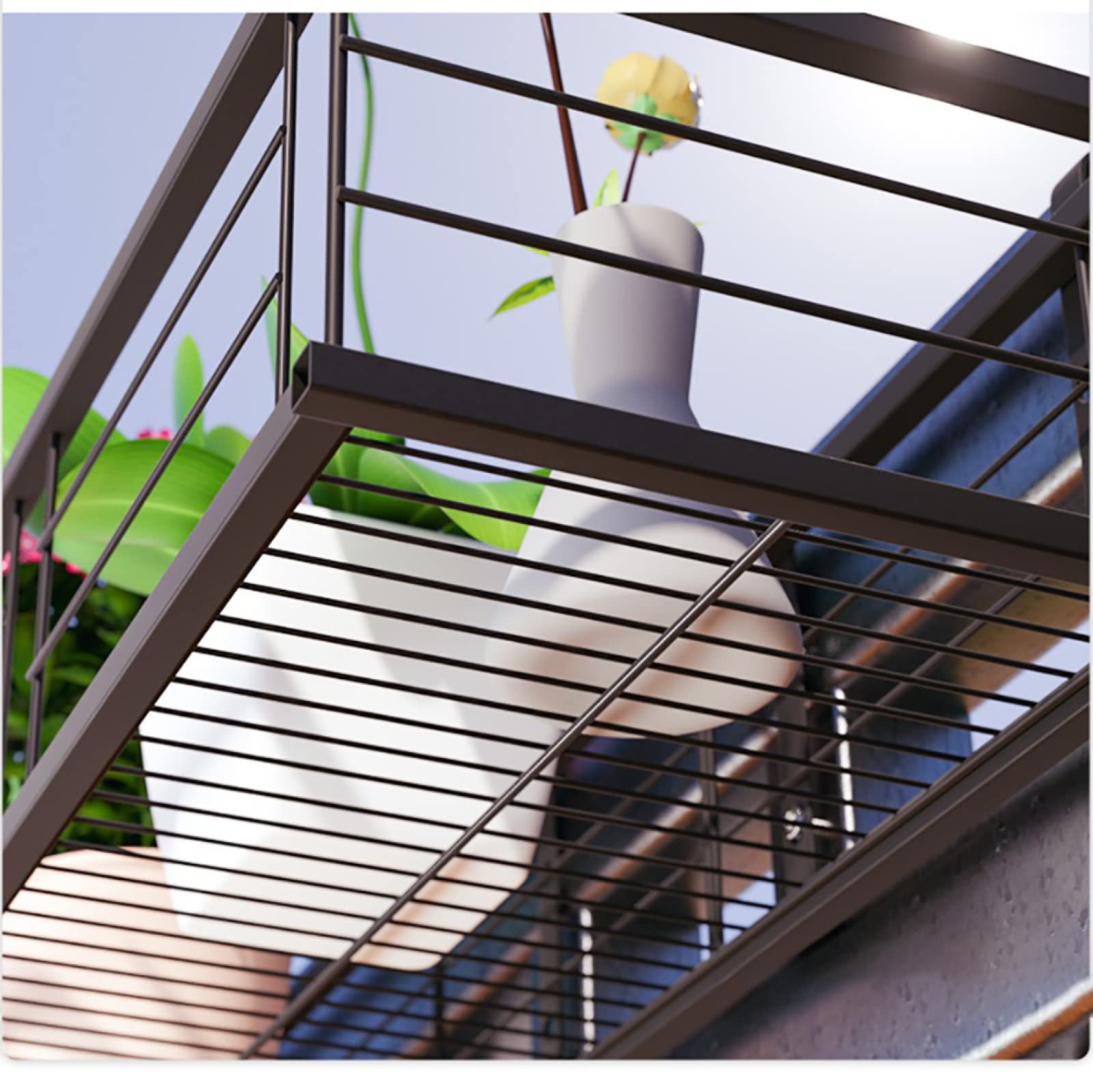 Jardinière Suspendue Pour Balcon - Étagère De Rangement Avec Crochets Pour Garde-corps Carrés - Charge 15kg