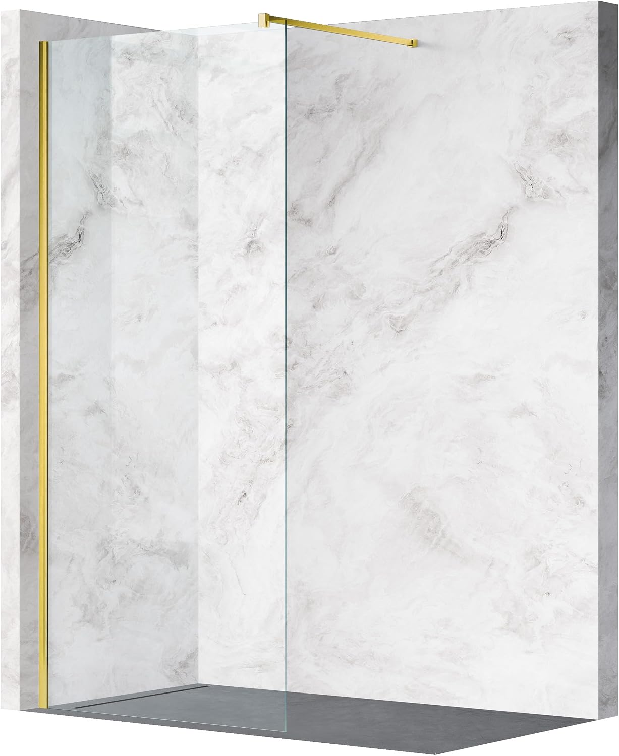 Mampara de ducha dorada 50x200 cm - Cristal 8 mm - Beira Gold Balneo