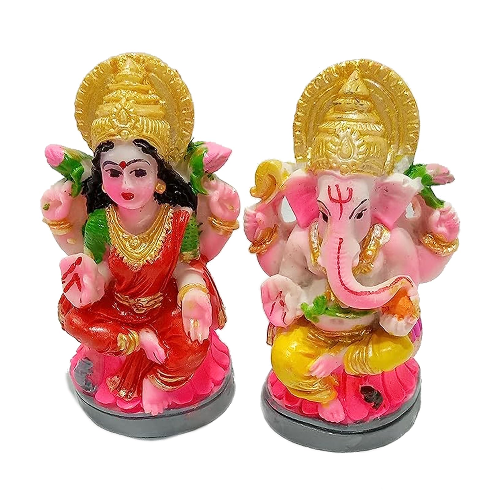 Pink Shade Ganesh Laxmi Marvel Murti for Home Dcor, Gift, Pooja for Mandir