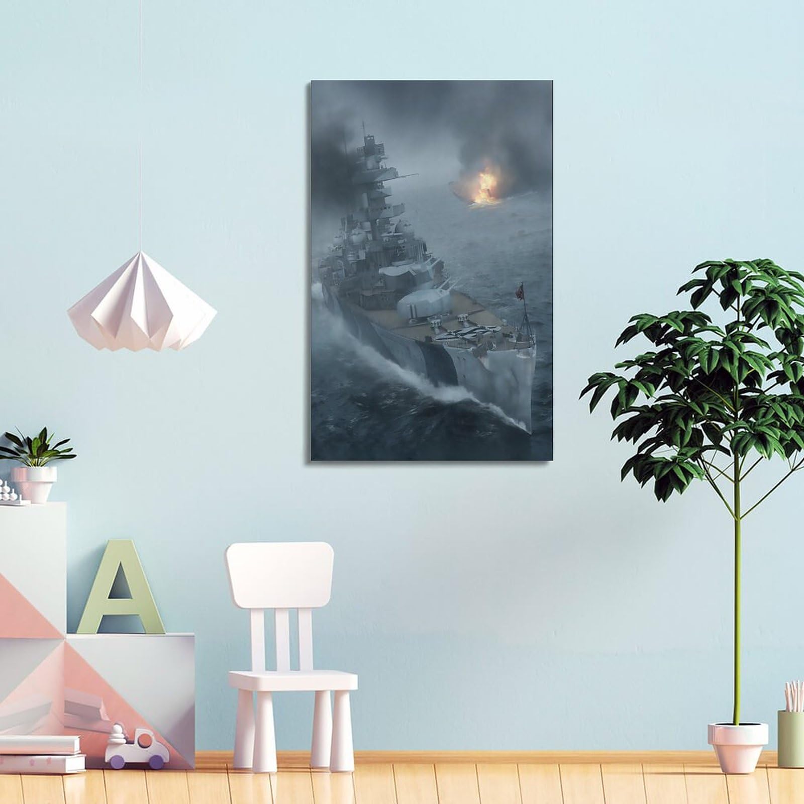 JONZA Kriegsposter Admiral Hipper Battleship Sink The Enemy dekoratives Gemälde Leinwand Wand und Kunstbild Familienschlafzimmer 50 x 75 cm