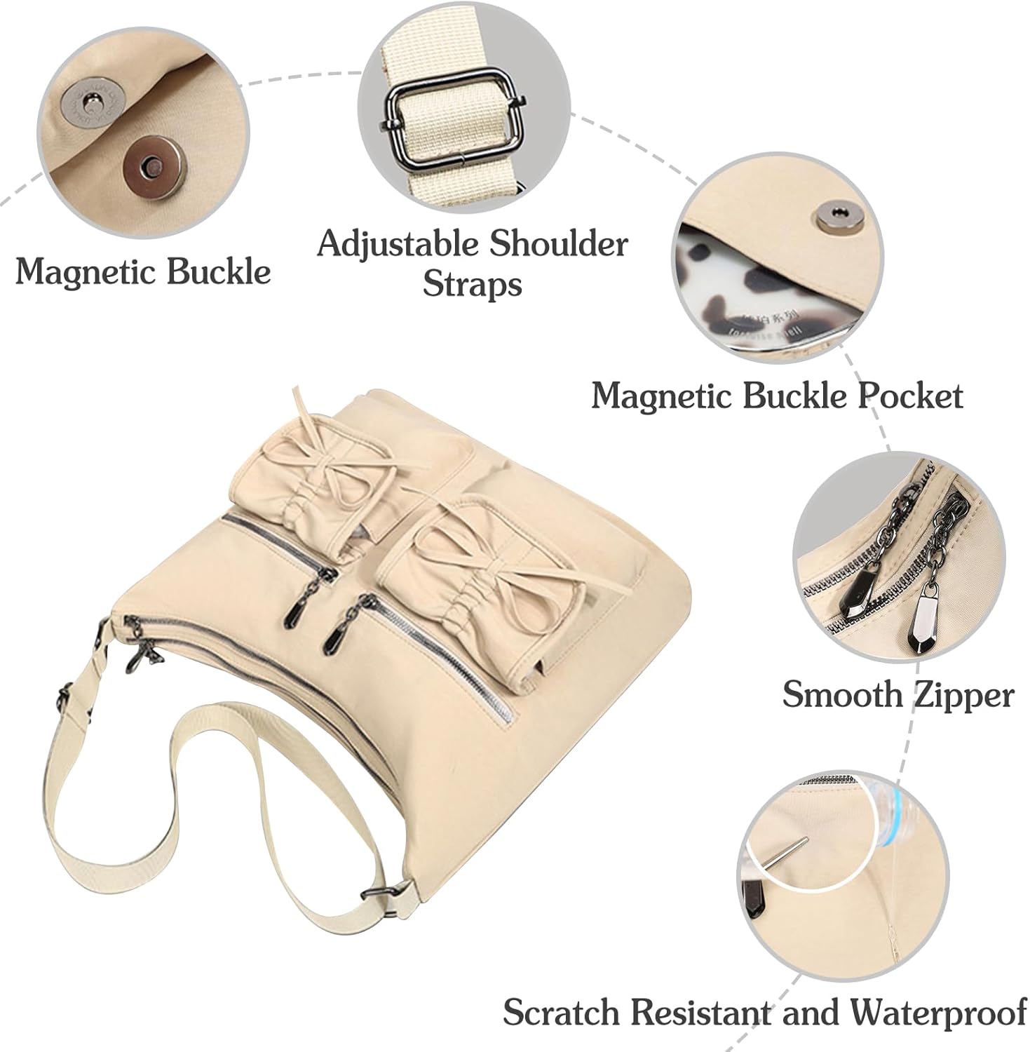 Women Oxford Crossbody Bag Waterproof Shoulder Bag Casual Lightweight Top Handle Handbag Messenger Hobo Bag - Image 4